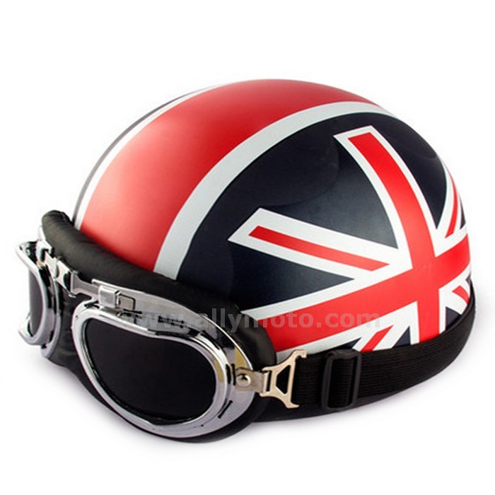 129 Vintage Style Riding Helmet National Flag Open Face Half Chopper Cruiser Scooter Touring Goggles Visor@5